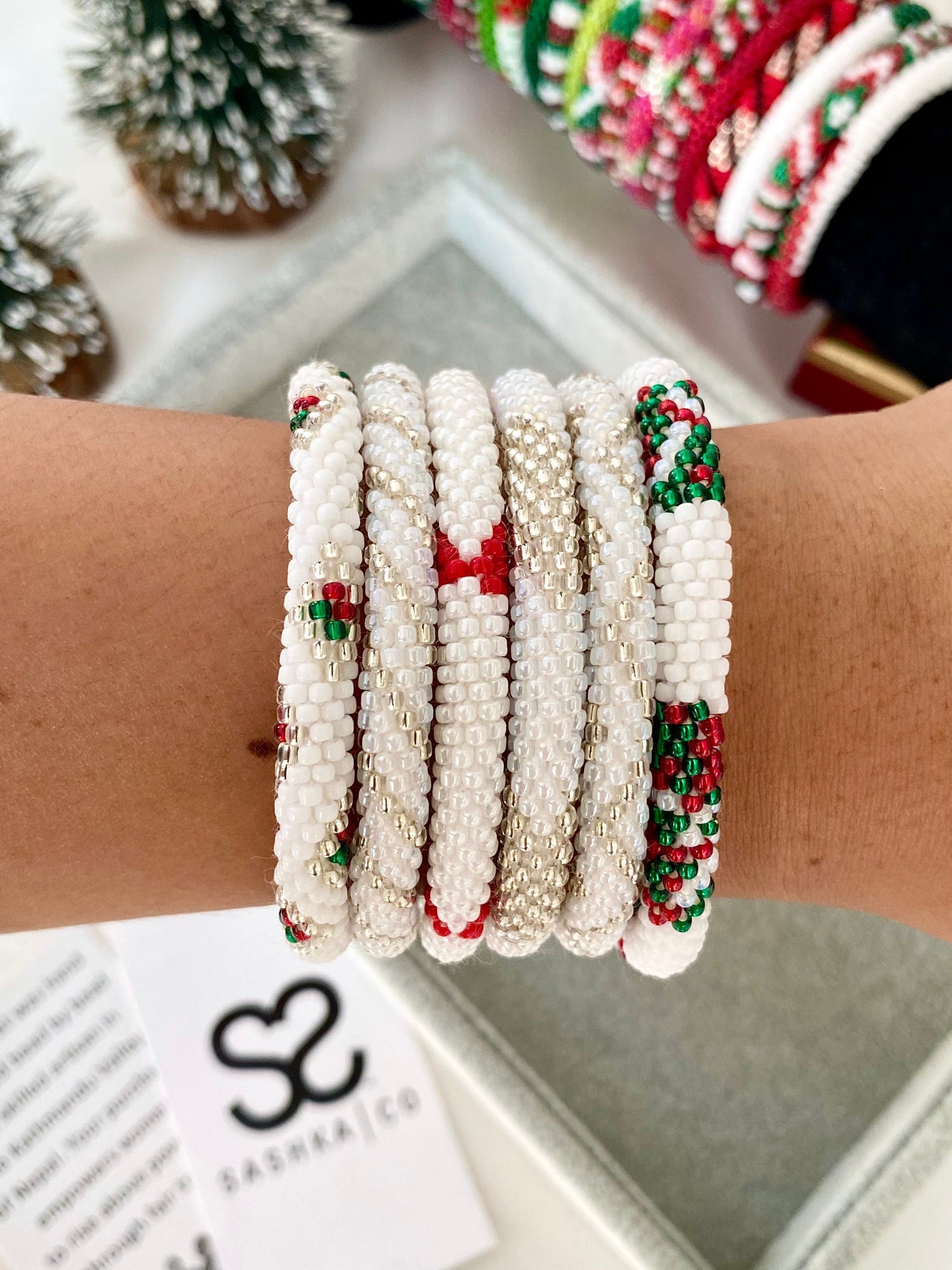 ❄️ Winter Whites: The Perfect White & Clear Sashka Co. Bracelets for the Holiday Season