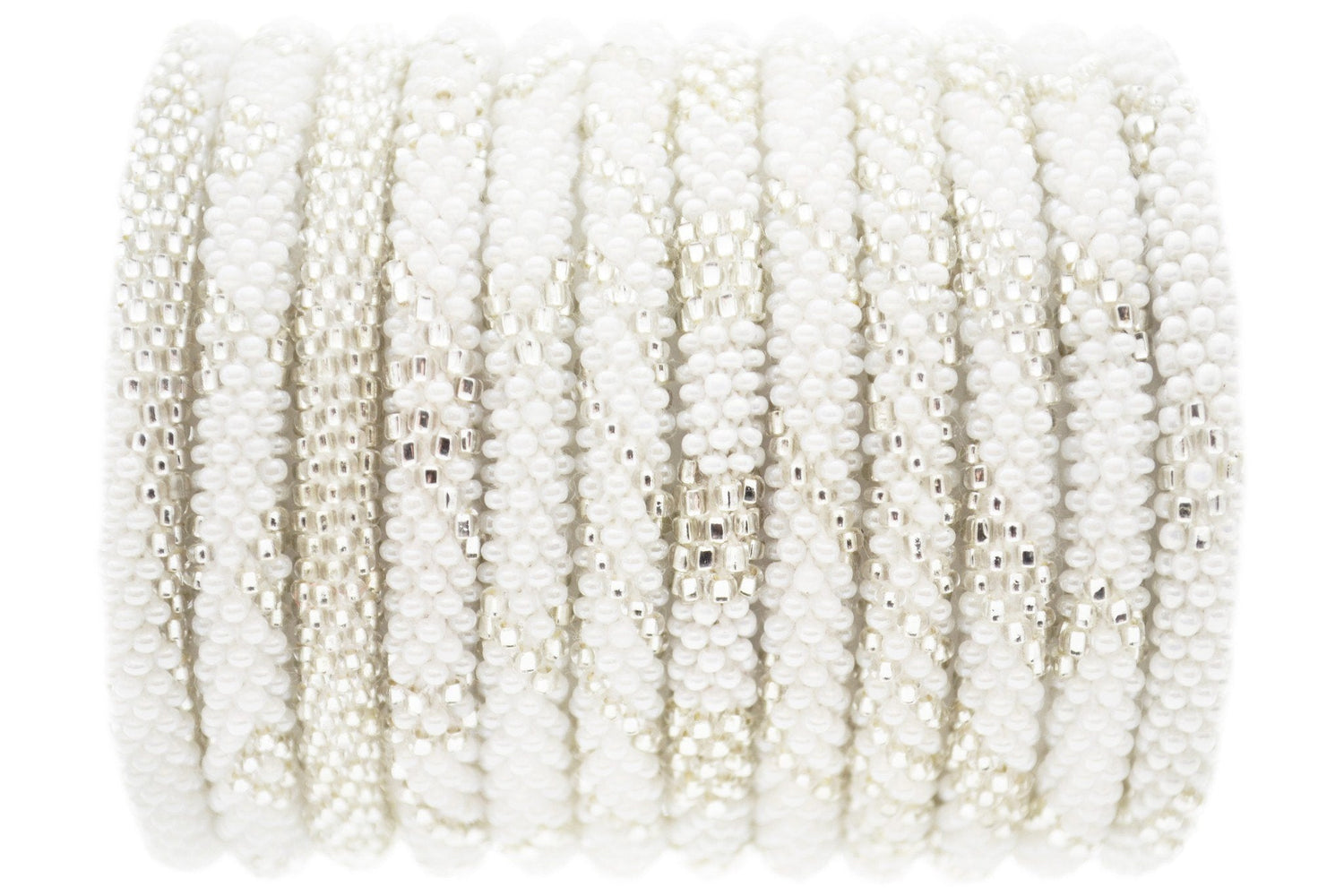 ✨ White & Clear Bracelet Set of 3 — Elegant Handmade Nepal Bracelets