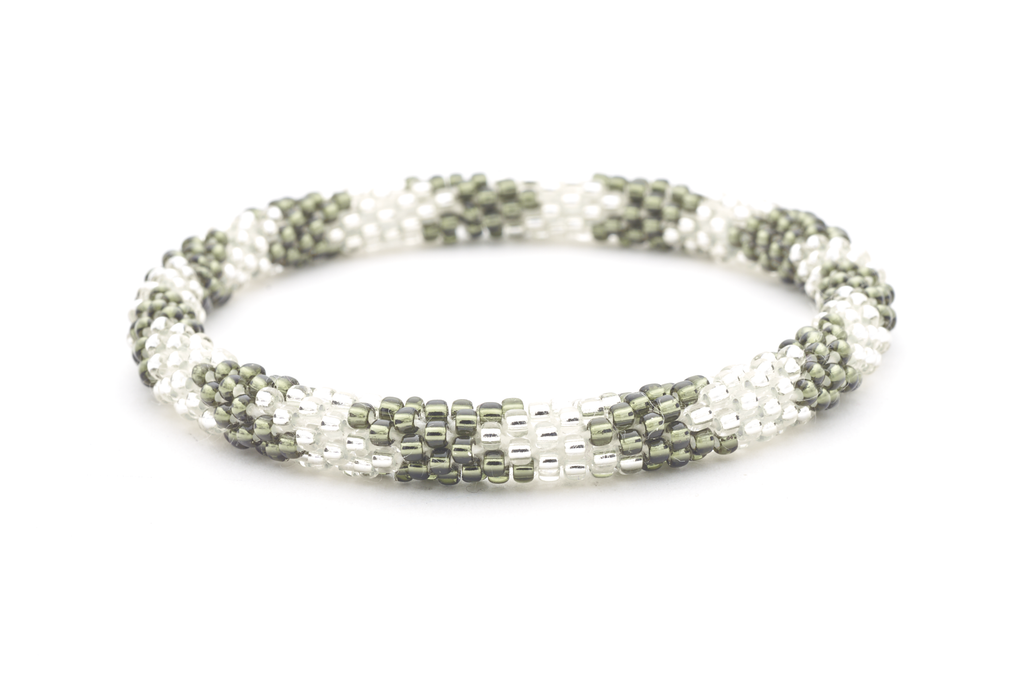 Diamond silver glass bead bracelet 