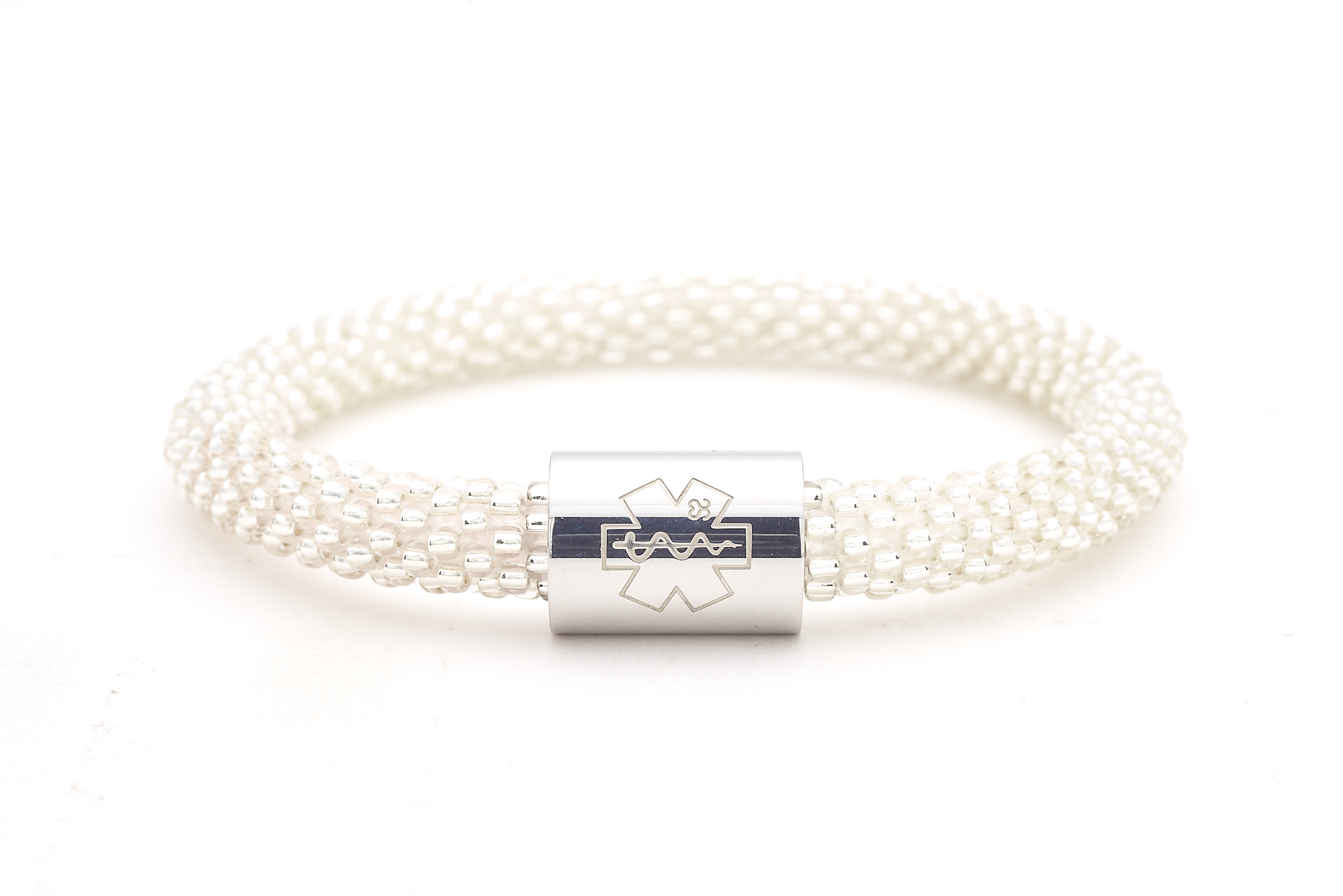 Sashka Co. Glass Bead Clear Bracelet w/ Bee Sting Allergy Silver Charm