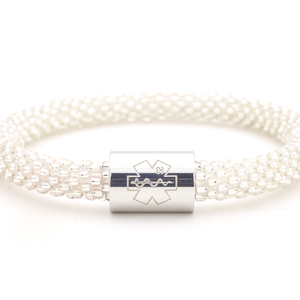 Sashka Co. Glass Bead Clear Bracelet w/ Bee Sting Allergy Silver Charm