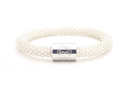 Sashka Co. Glass Bead Clear Bracelet w/ Bee Sting Allergy Silver Charm