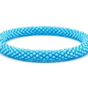 Sashka Co handmade beaded friendship bracelet with aqua blue glass beads. Crafted in Nepal by skilled artisans.