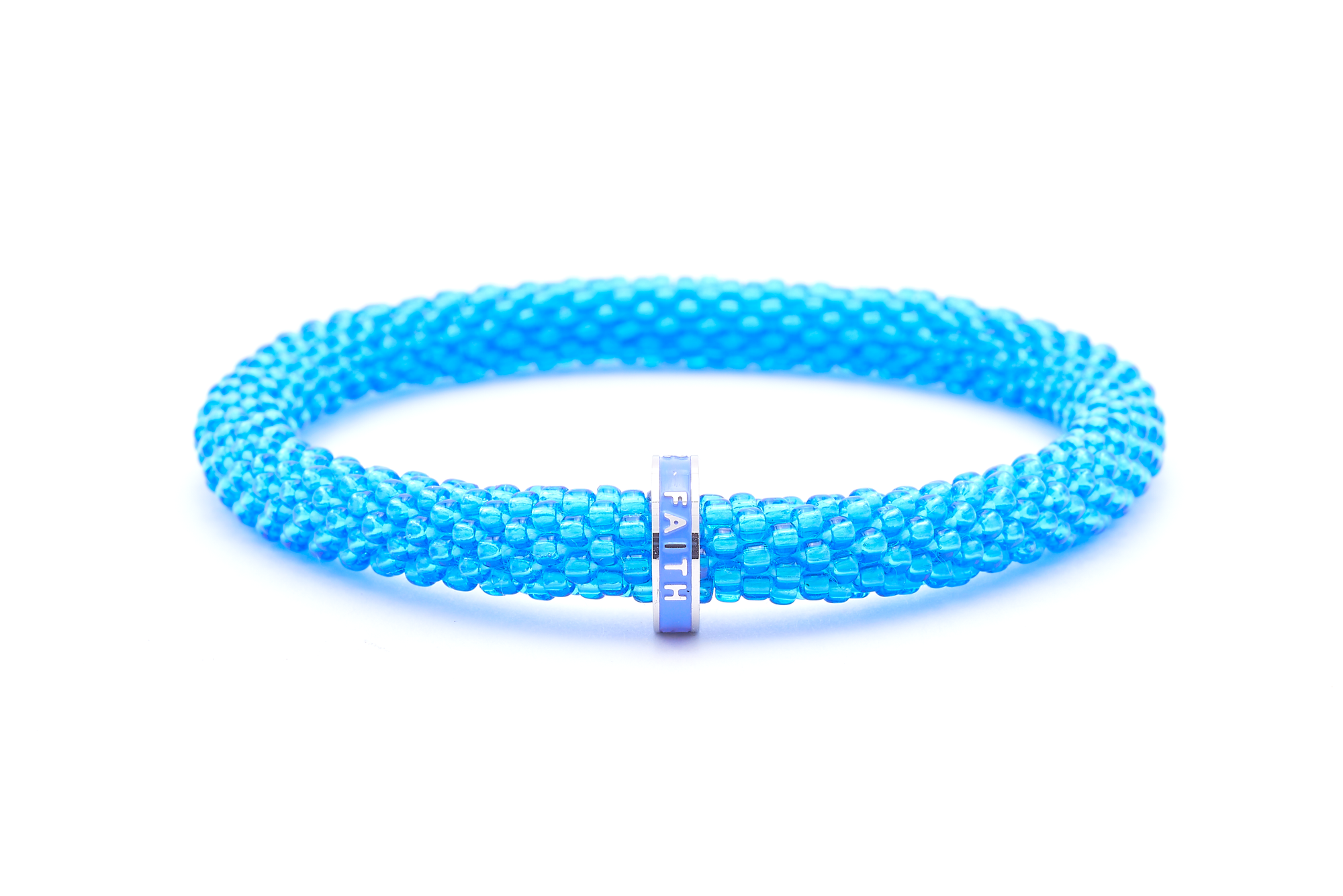 Sashka Co. Beaded Friendship Bracelet Blue w/ Blue Faith Charm Bracelet