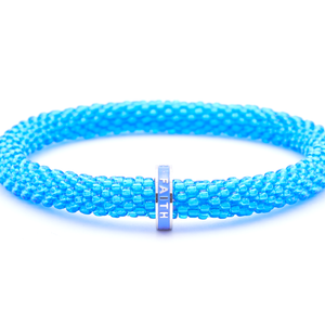 Sashka Co. Beaded Friendship Bracelet Blue w/ Blue Faith Charm Bracelet