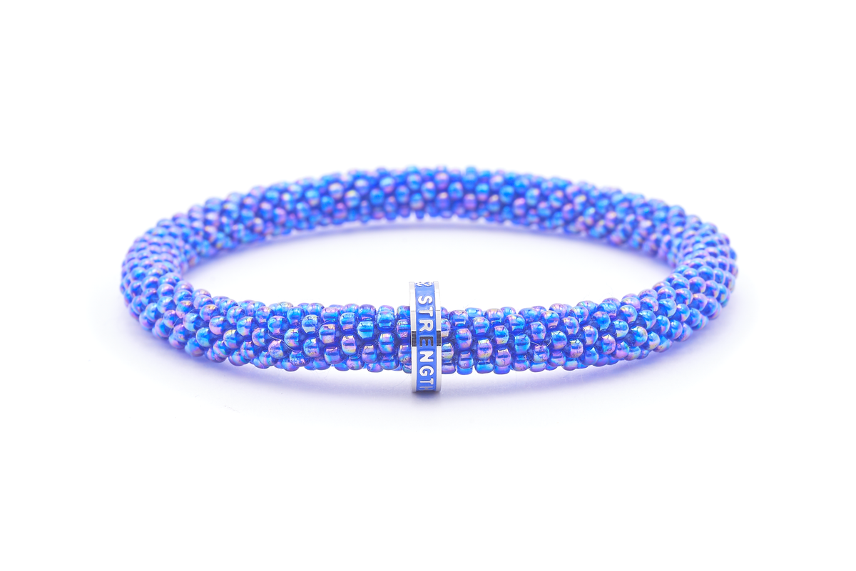 Sashka Co. Beaded Friendship Bracelet Blue w/ Blue Strength Charm Bracelet