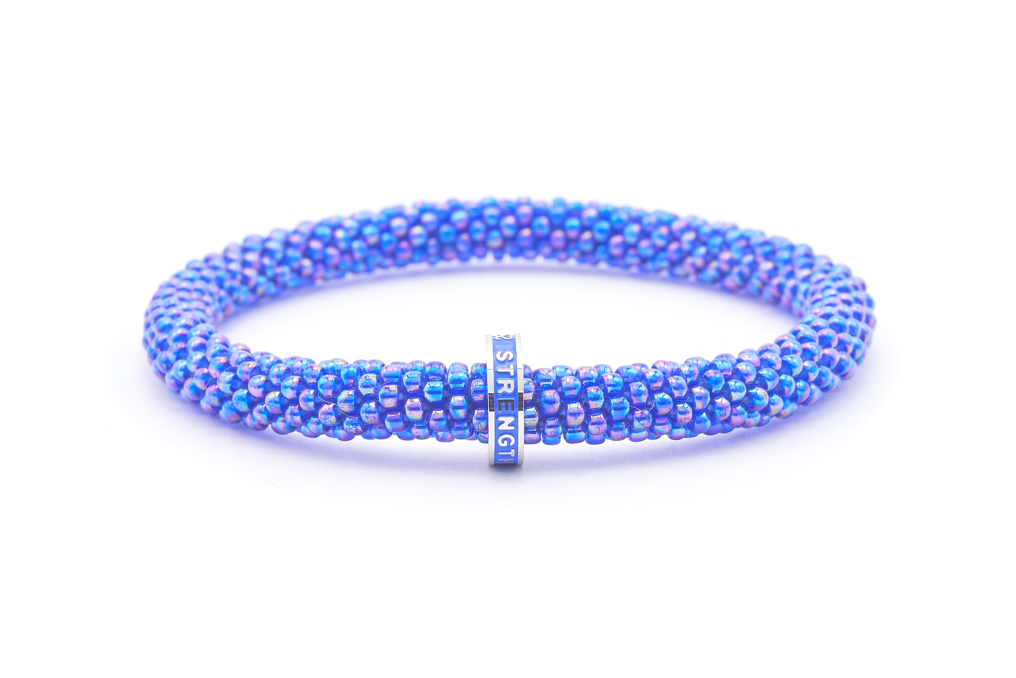 Sashka Co. Beaded Friendship Bracelet Blue w/ Blue Strength Charm Bracelet