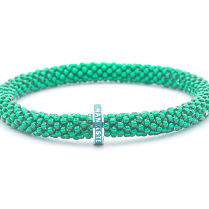 Sashka Co. Beaded Friendship Bracelet Green w/ Green Namaste Charm Bracelet