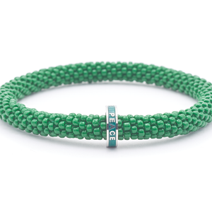 Sashka Co. Beaded Friendship Bracelet Green w/ Green Peace Charm Bracelet