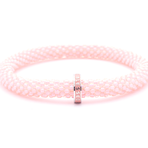 Sashka Co. Beaded Friendship Bracelet Pink w/ Pink Blessed Charm Bracelet