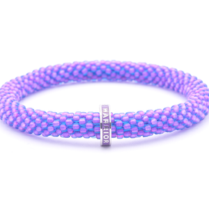 Sashka Co. Beaded Friendship Bracelet Matte Purple w/ Purple Warrior Charm Bracelet