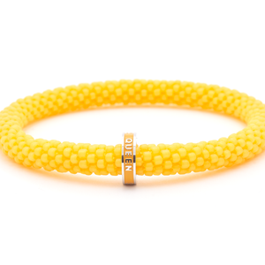 Sashka Co. Beaded Friendship Bracelet Yellow w/ Yellow Queen Charm Bracelet