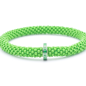 Sashka Co. Beaded Friendship Bracelet w/ Green Believe Charm