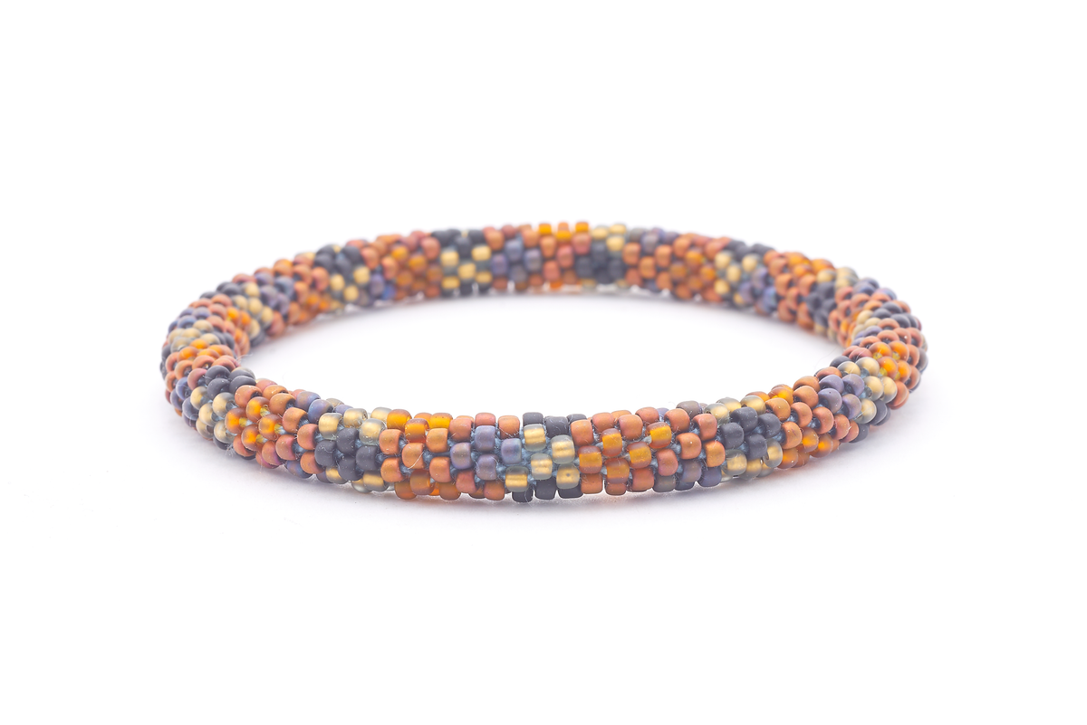 Sashka Co. handmade glass beaded friendship bracelet with matte browns, matte black, and matte tan glass beads. Crafted in Nepal by skilled artisans.
