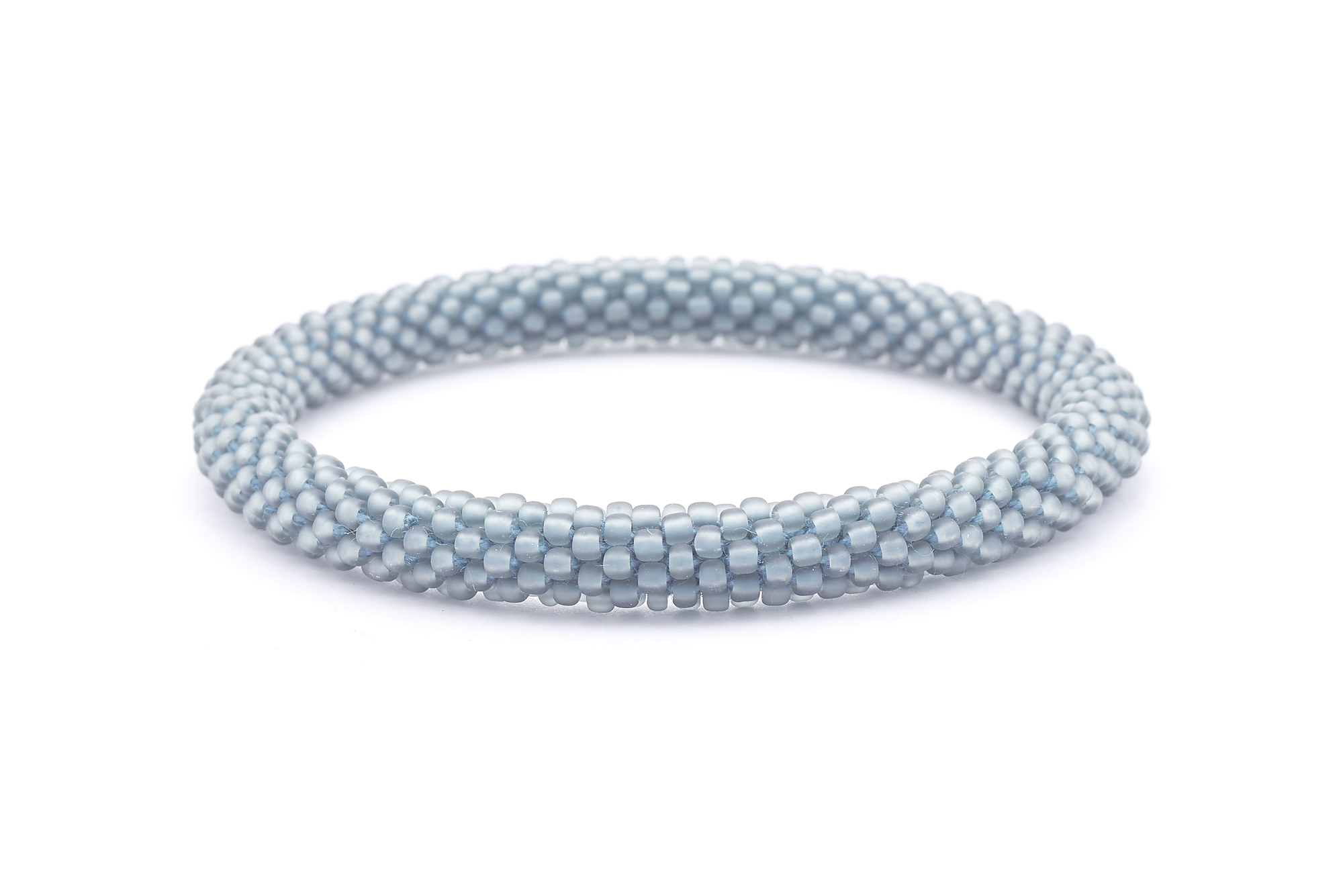 Sashka Co. handmade glass beaded friendship bracelet with matte gray glass beads in a solid pattern. Crafted in Nepal by skilled artisans.