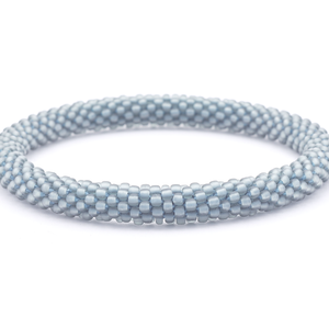 Sashka Co. handmade glass beaded friendship bracelet with matte gray glass beads in a solid pattern. Crafted in Nepal by skilled artisans.