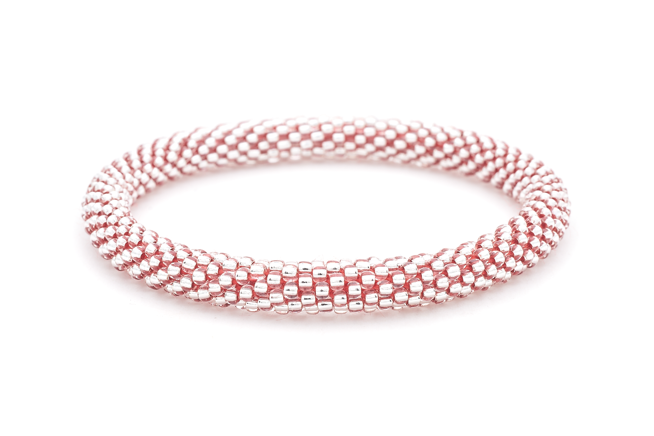 Sashka Co. handmade glass beaded friendship bracelet with red thread and clear glass beads. Crafted in Nepal by skilled artisans.
