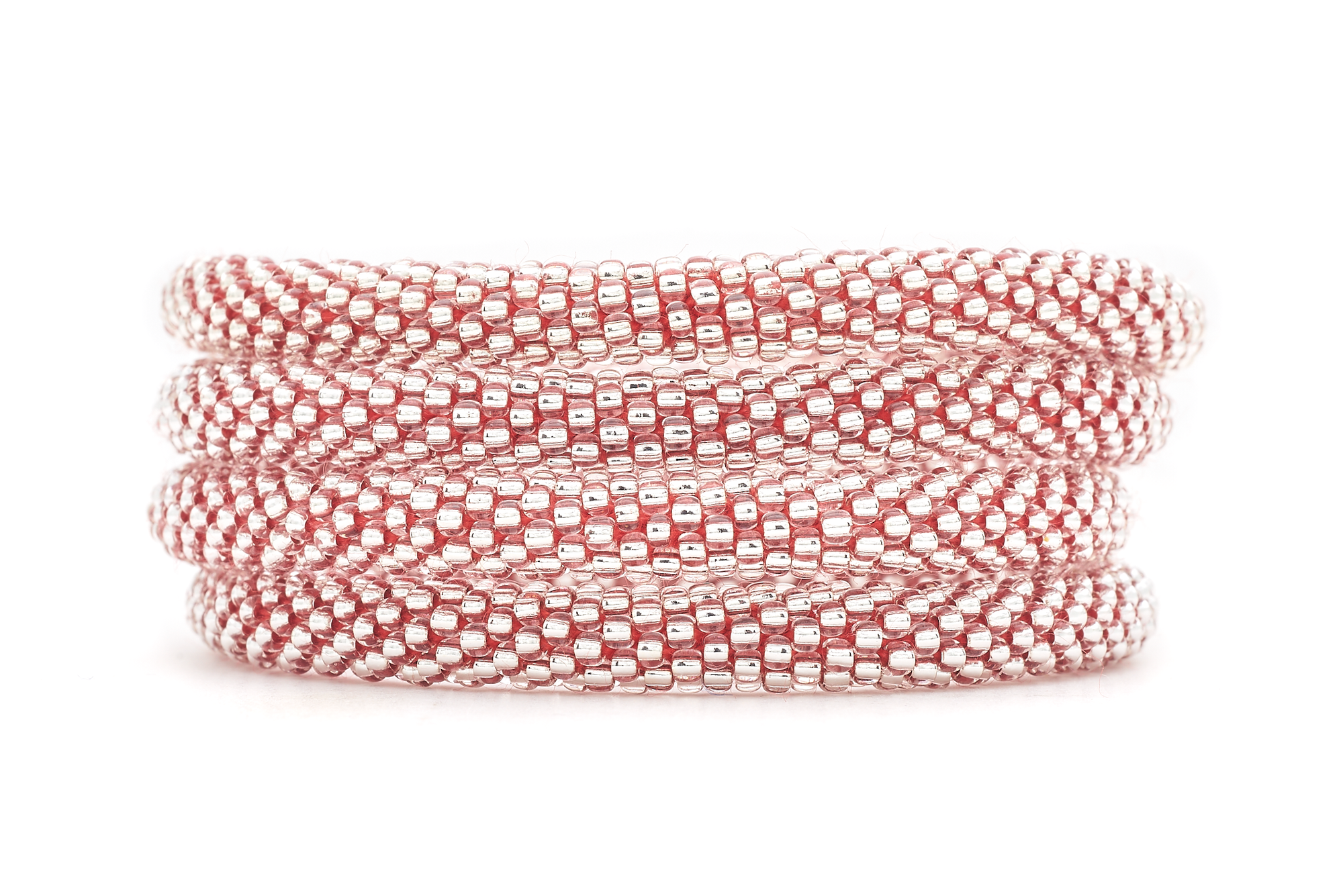 Sashka Co. handmade glass beaded friendship bracelet with red thread and clear glass beads. Crafted in Nepal by skilled artisans.