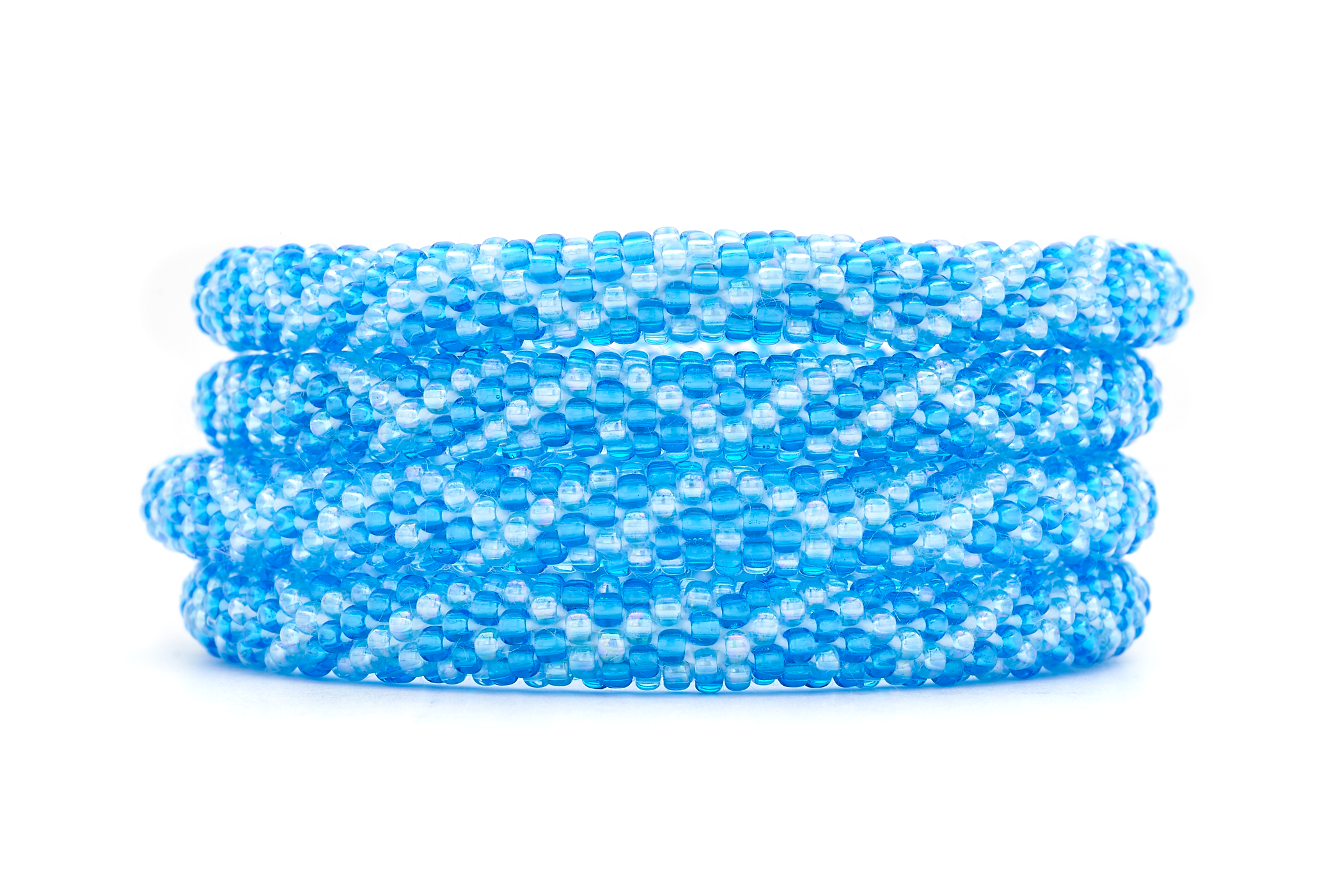 Sashka Co handmade beaded friendship bracelet with blue and light blue glass beads. Crafted in Nepal by skilled artisans.