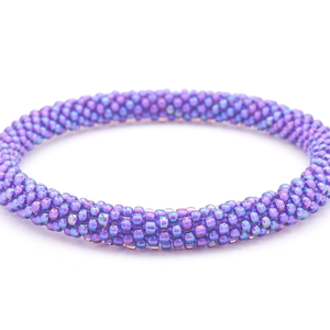 Sashka Co handmade beaded friendship bracelet with solid iridescent purple glass beads. Crafted in Nepal by skilled artisans.