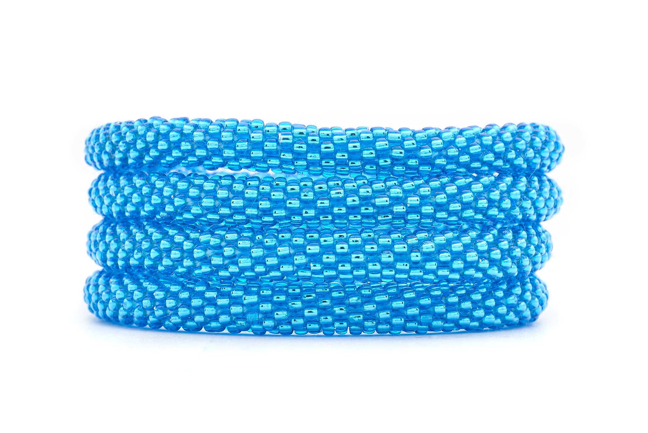 Sashka Co handmade beaded friendship bracelet with metallic blue glass beads. Crafted in Nepal by skilled artisans.