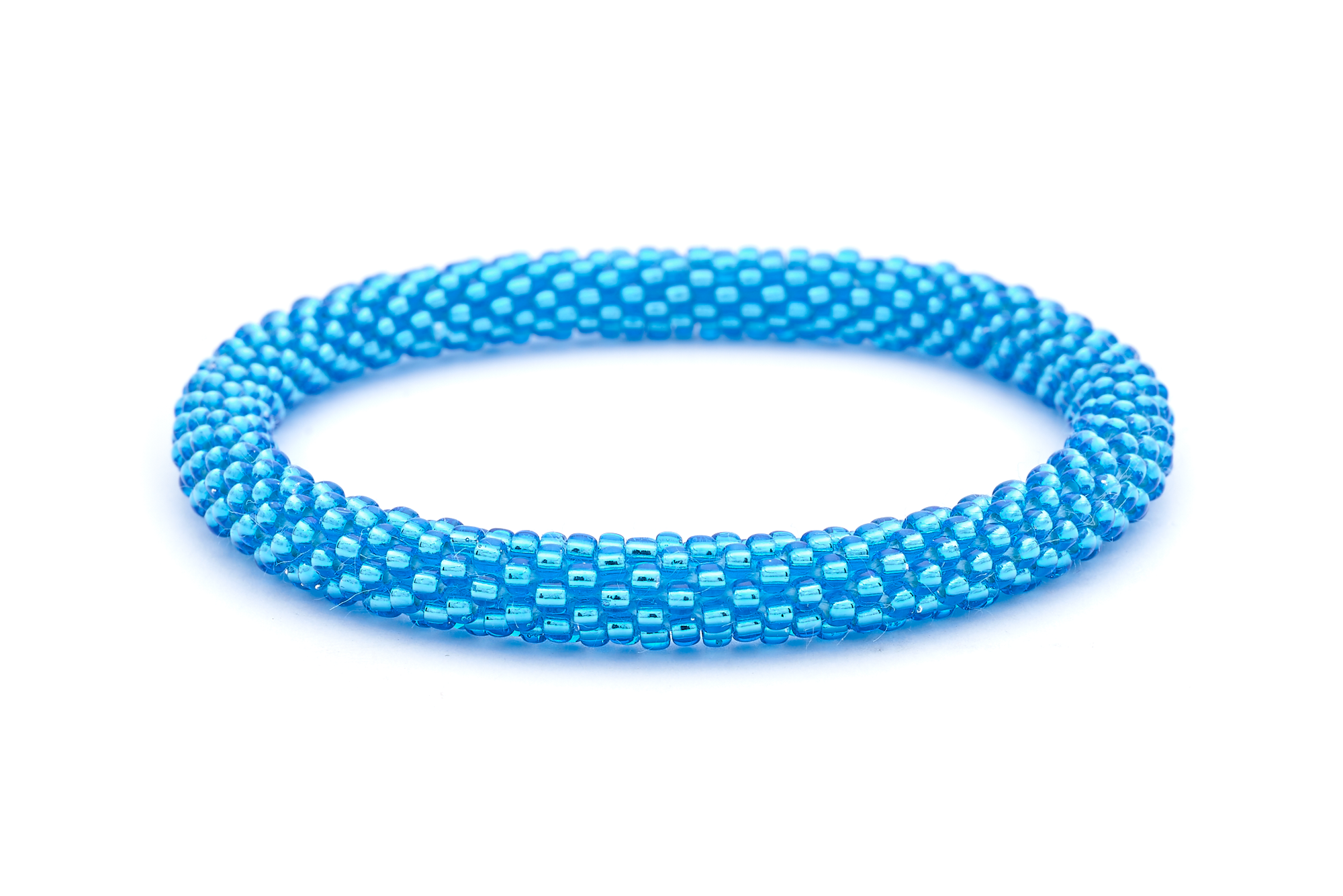 Sashka Co handmade beaded friendship bracelet with metallic blue glass beads. Crafted in Nepal by skilled artisans.


