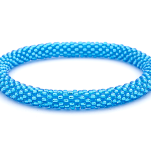 Sashka Co handmade beaded friendship bracelet with metallic blue glass beads. Crafted in Nepal by skilled artisans.

