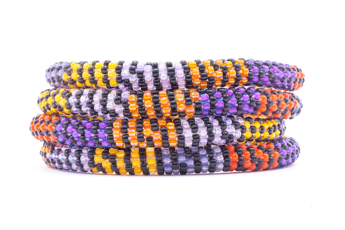 Sashka Co. Beaded Friendship Bracelet Black / Purple / Orange / Yellow Autumn Patch Bracelet