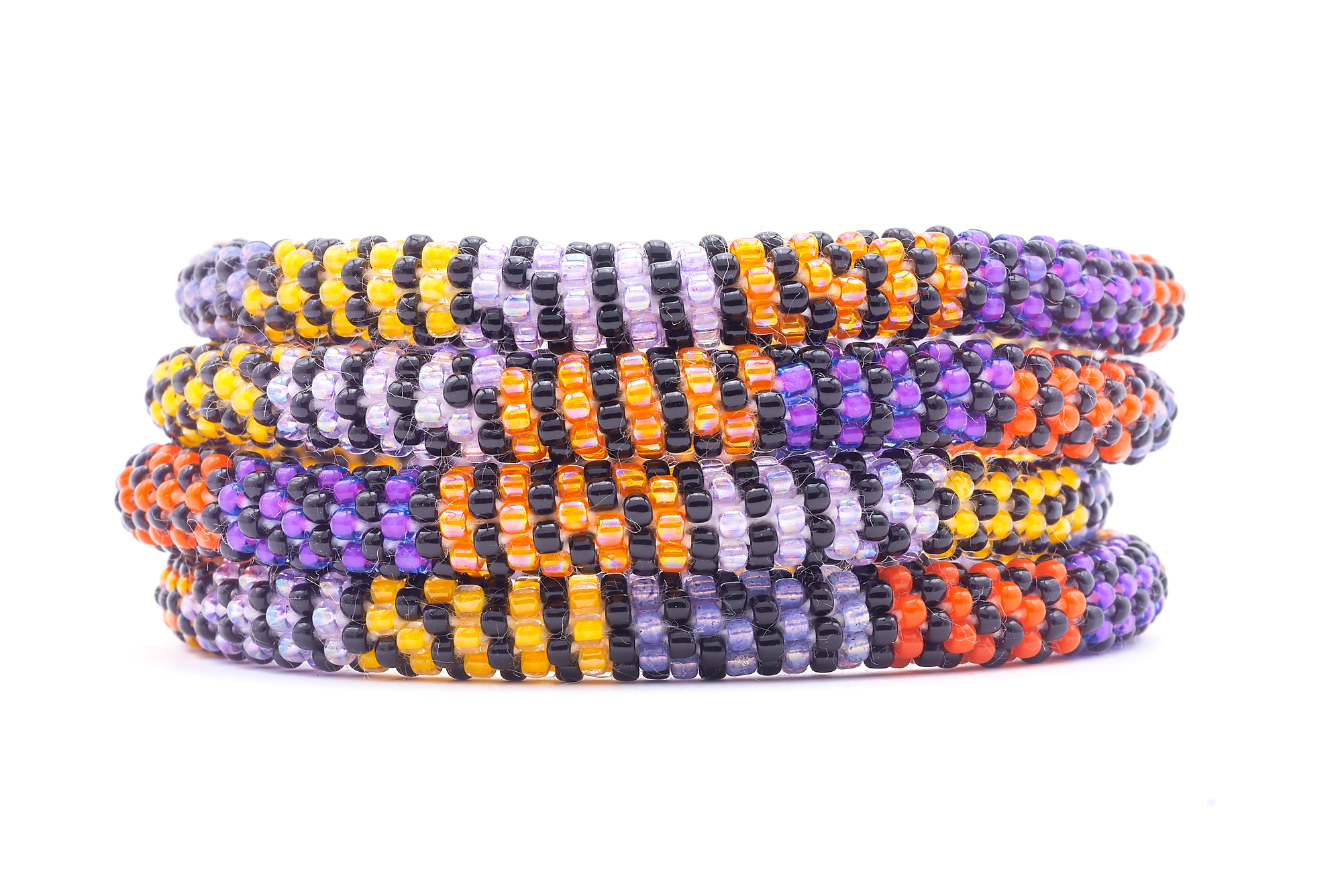 Sashka Co. Beaded Friendship Bracelet Black / Purple / Orange / Yellow Autumn Patch Bracelet