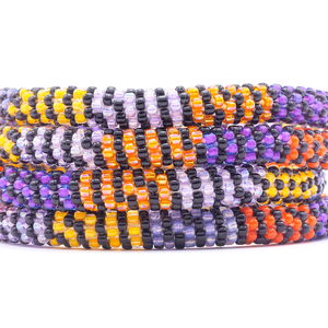 Sashka Co. Beaded Friendship Bracelet Black / Purple / Orange / Yellow Autumn Patch Bracelet