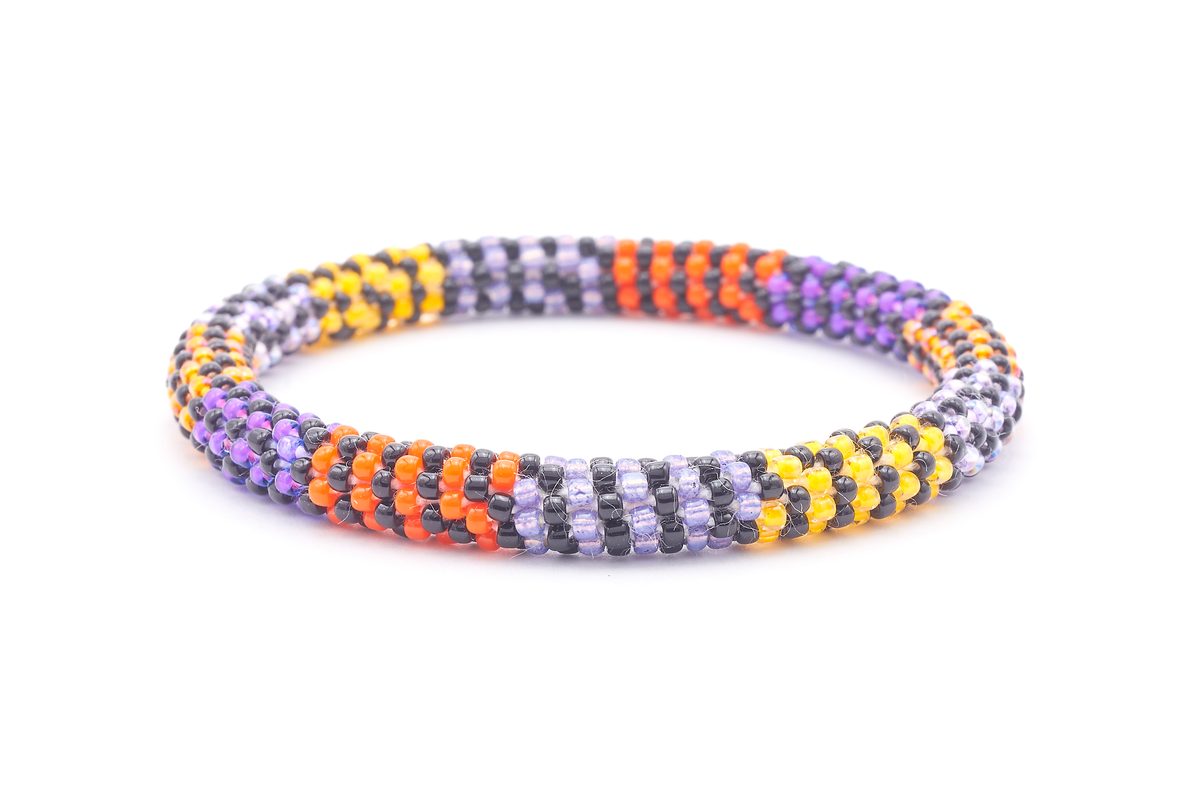 Sashka Co. Beaded Friendship Bracelet Black / Purple / Orange / Yellow Autumn Patch Bracelet