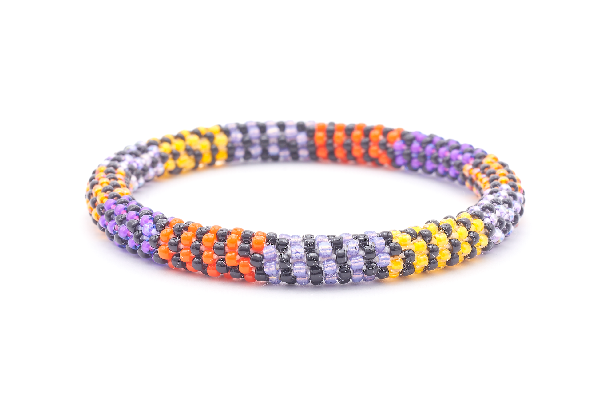 Sashka Co. Beaded Friendship Bracelet Black / Purple / Orange / Yellow Autumn Patch Bracelet