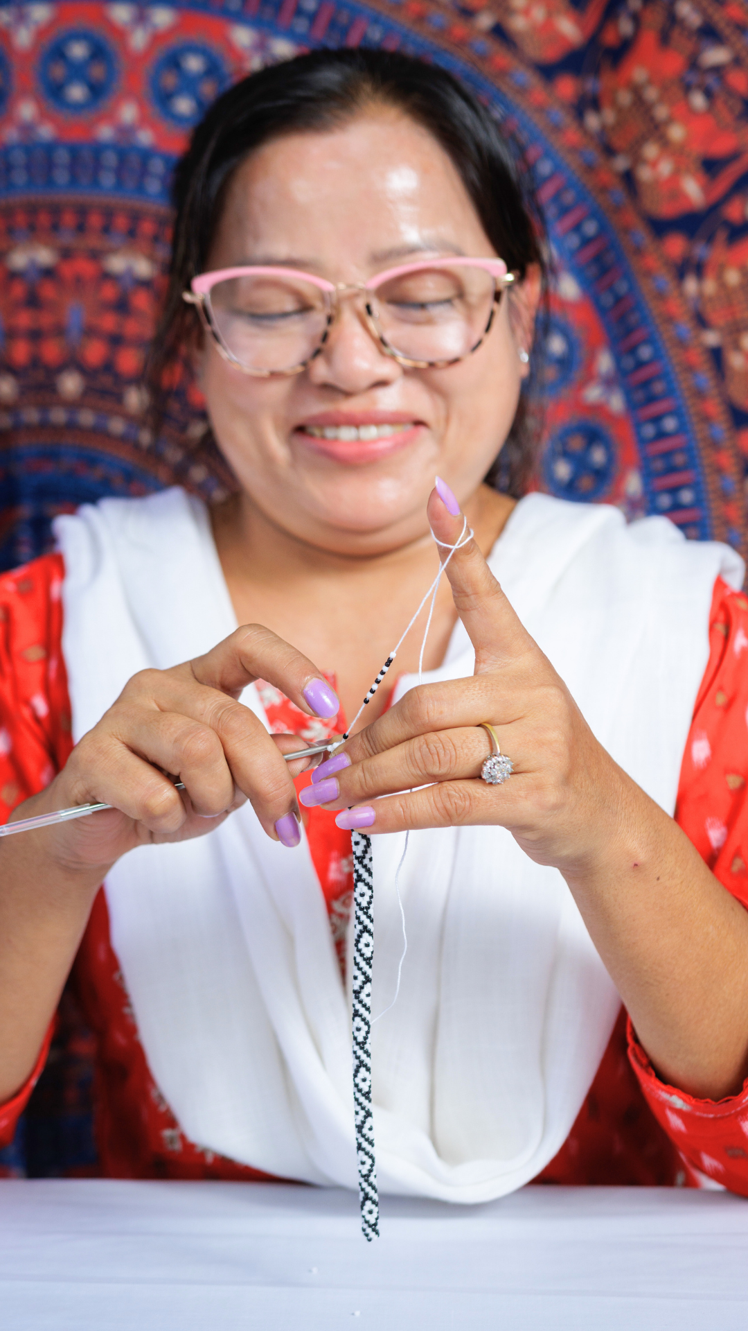 Sashka Co. Beaded Friendship Bracelet Black / White Campus Bracelet
