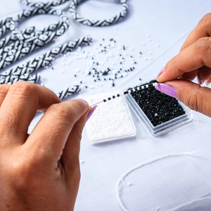 Sashka Co. Beaded Friendship Bracelet Black / White Campus Bracelet