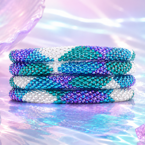 Sashka Co. Beaded Friendship Bracelet Clear / Teal / Blue Glass Beaded Bracelet