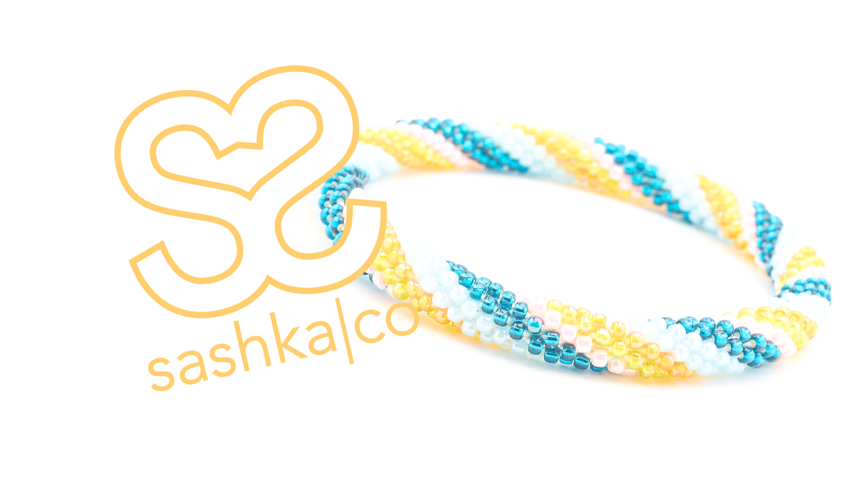 Sashka Co. Beaded Friendship Bracelet Extended Teal / Mint / Orange / Green / Pink Sunset Swell Bracelet - Extended 8"