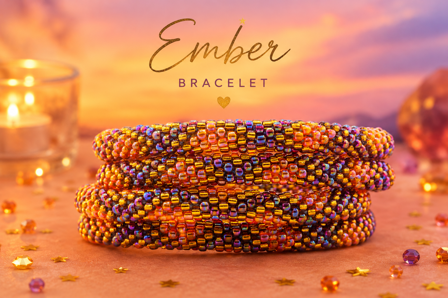 Sashka Co. Beaded Friendship Bracelet Iridescent Orange / Gold / Iridescent Ember Bracelet