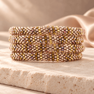 Sashka Co. Beaded Friendship Bracelet Light Purple / Iridescent Brown / Champagne Gold / Clear Lavender Truffle Bracelet