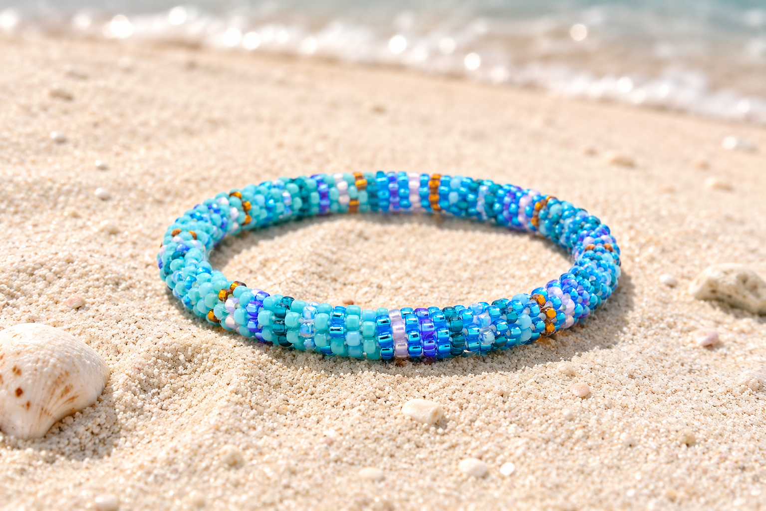 Sashka Co. Beaded Friendship Bracelet Mixed Aqua Current Bracelet