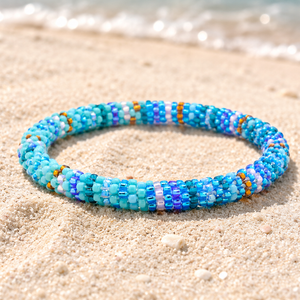 Sashka Co. Beaded Friendship Bracelet Mixed Aqua Current Bracelet