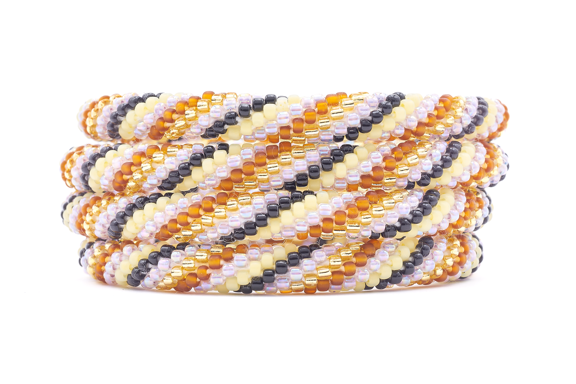 Sashka Co. Beaded Friendship Bracelet Purple / Champagne Gold / Matte Brown / Yellow / Black Infinity Bracelet