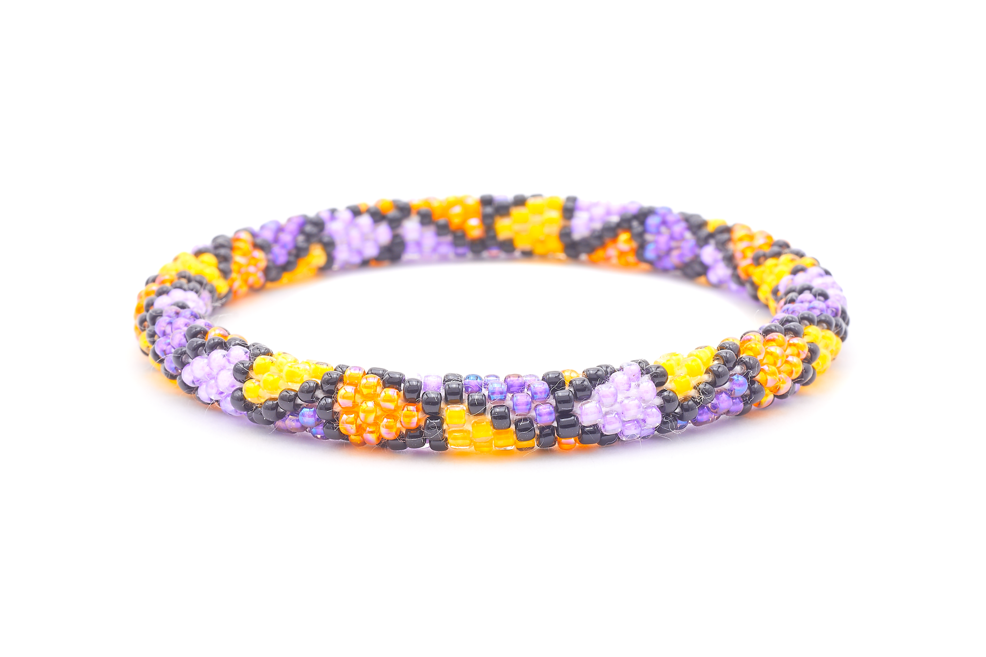 Sashka Co. Beaded Friendship Bracelet Purple / Orange / Black / Yellowish Orange Spooky Night Bracelet