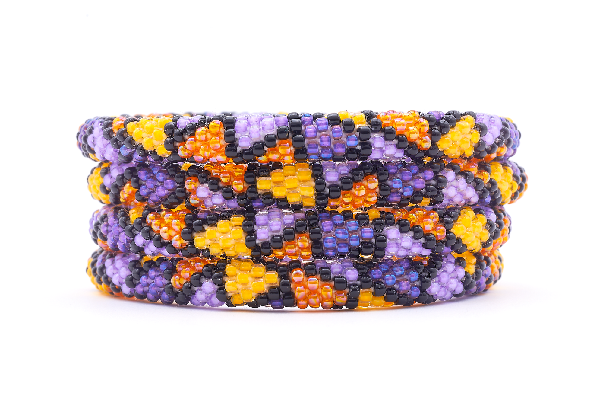 Sashka Co. Beaded Friendship Bracelet Purple / Orange / Black / Yellowish Orange Spooky Night Bracelet