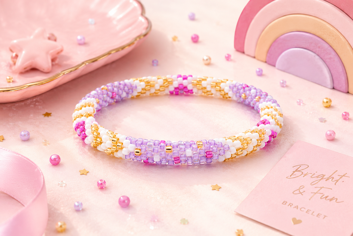 Sashka Co. Beaded Friendship Bracelet Purple / White / Champagne Gold / Fuchsia Juliette Bracelet