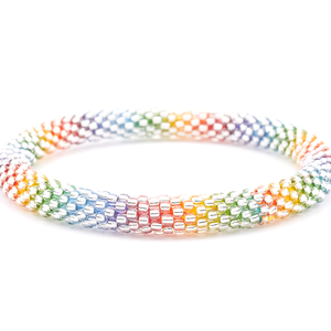 Sashka Co. Beaded Friendship Bracelet Rainbow Thread w/ Clear Beads Rainbow Glow Bracelet