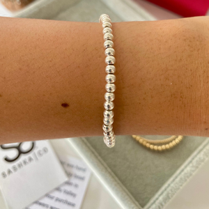 Sashka Co. Beaded Friendship Bracelet Silver 4mm Sterling Silver Bead Bracelet