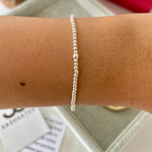 Sashka Co. Beaded Friendship Bracelet Silver Extended 2mm Sterling Silver Bead Bracelet