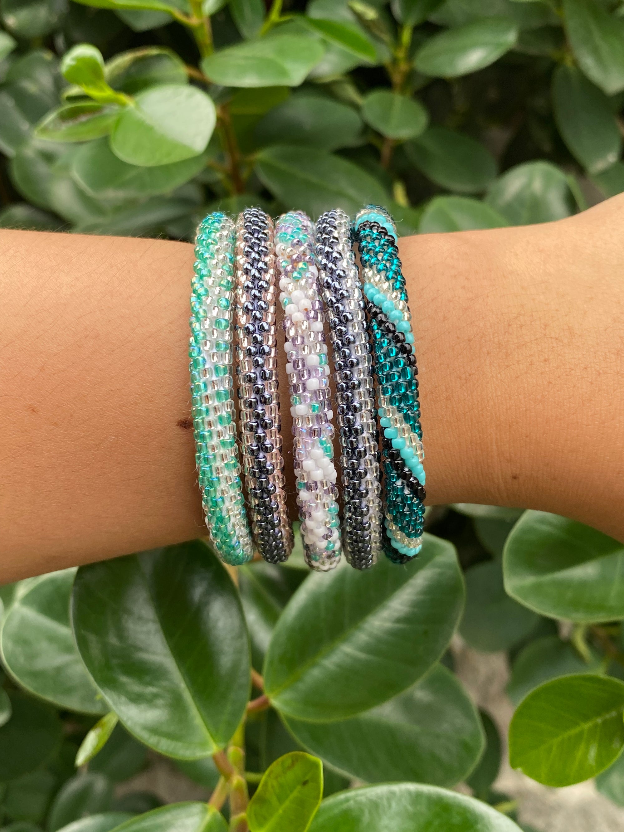 Sashka Co. Beaded Friendship Bracelet Teal / turquoise / Black / Clear Aqua Nightfall Bracelet