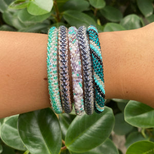 Sashka Co. Beaded Friendship Bracelet Teal / turquoise / Black / Clear Aqua Nightfall Bracelet
