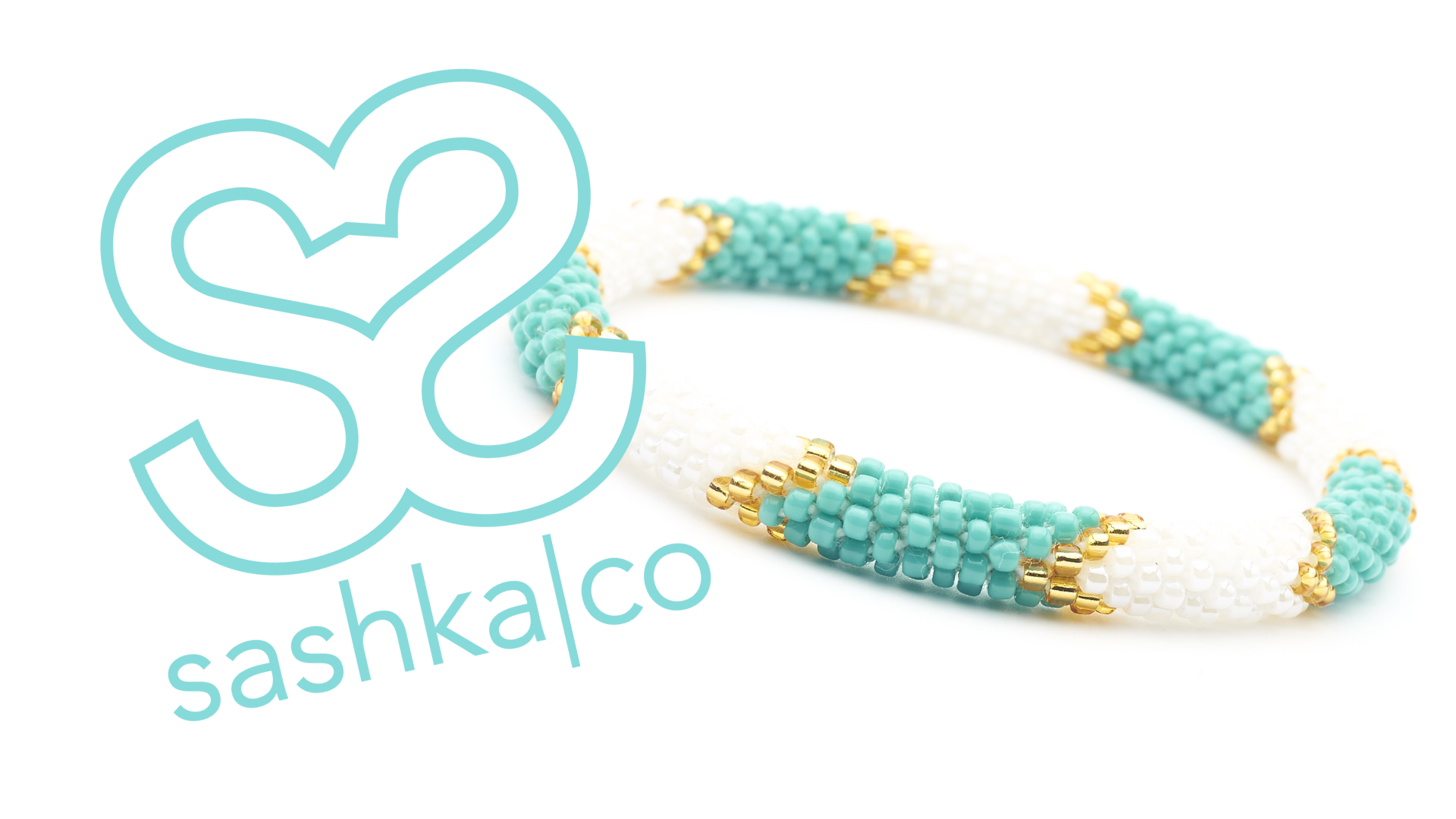 Sashka Co. Beaded Friendship Bracelet Turquoise / Gold / White Sashka Signature Bracelet